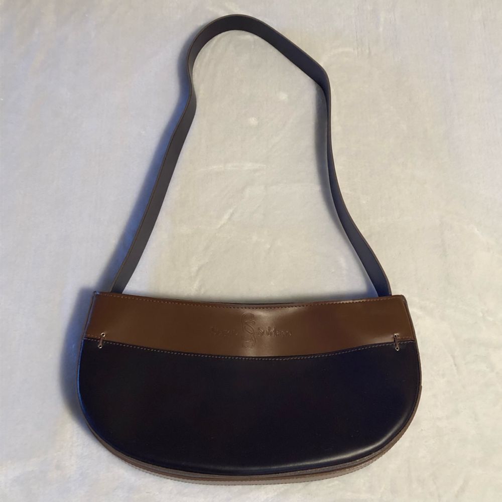 Sergio Soldano Tan & Purple Leather Shoulder Bag
